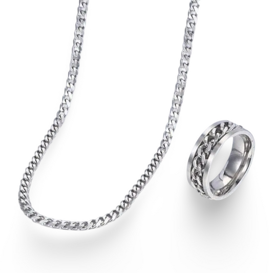 Plain Silver Chain With Ring