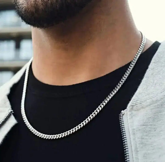 Plain Silver Chain With Ring