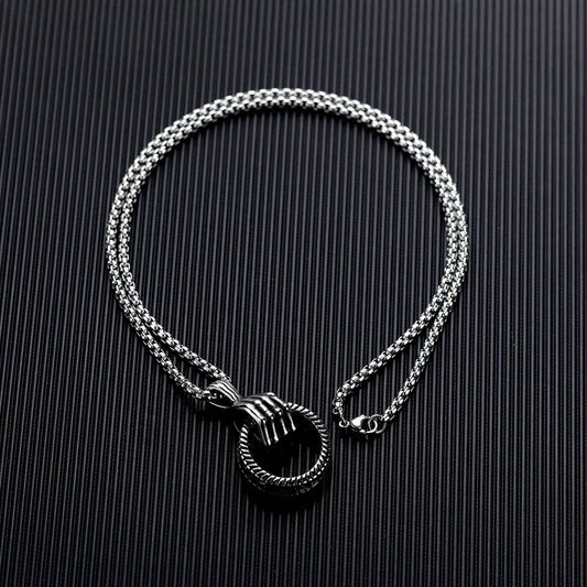 Stainless Pendant Ring Necklace for Men
